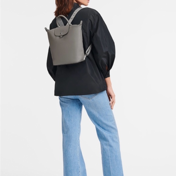 NEW Longchamp Le Pliage Small Canvas Backback- Grey - Picture 3 of 10